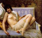 Guillaume Seignac Young-woman-on-a-settee oil painting reproduction